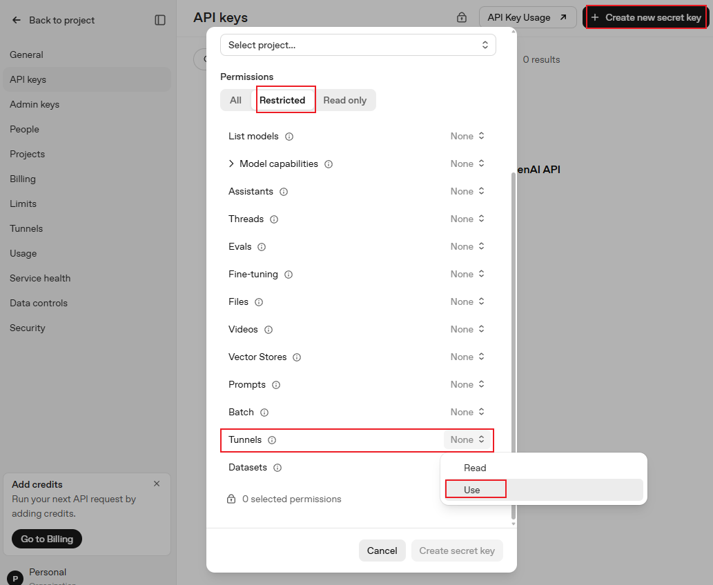tunnel api key