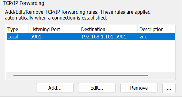 xshell vnc forwarding